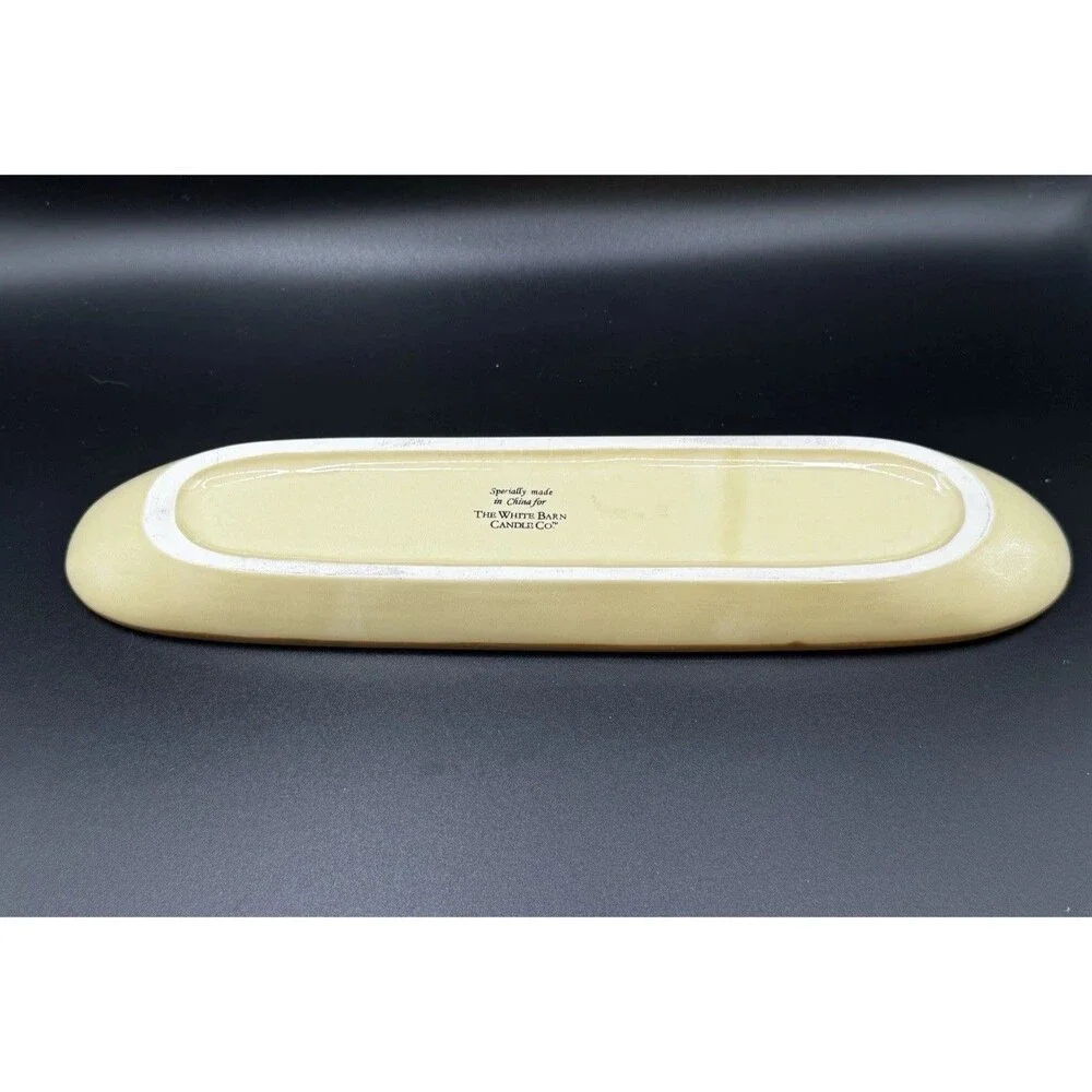 White Barn Candle Co Olive Ceramic Candle Tray Plate 10.5” Mediterranean Decor